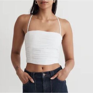 Madewell Poplin Crop Tube Top NWT in Eyelet White